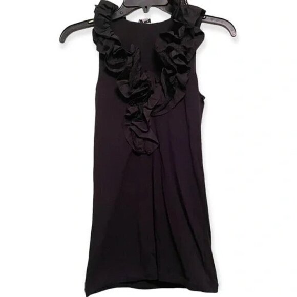 CABI Limited Edition Sleeveless Ruffle Top Black Tafia Lace Whimsygoth Blouse M - Picture 10 of 15